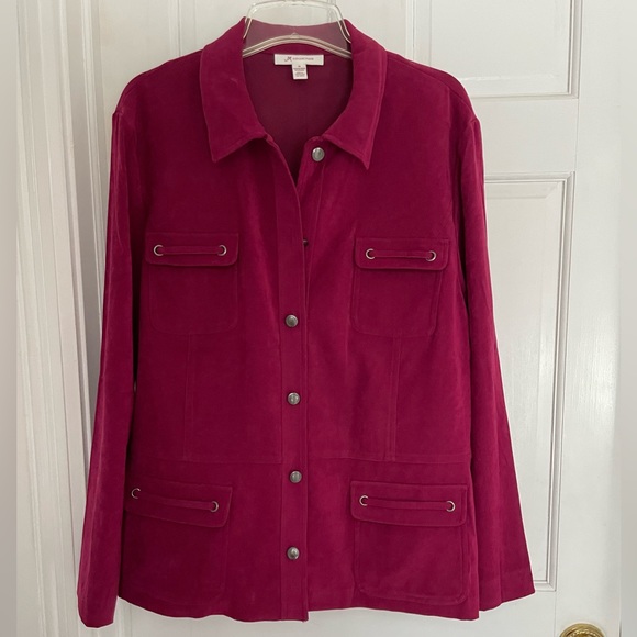 Size 18 cranberry faux suede jacket - Picture 3 of 7